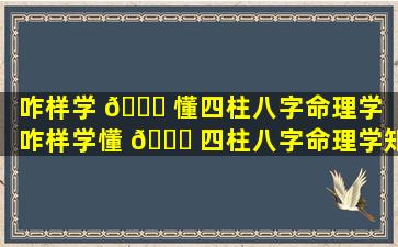 咋样学 🍁 懂四柱八字命理学（咋样学懂 🕊 四柱八字命理学知乎）